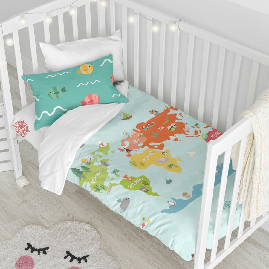 Dynebetrk st HappyFriday Happynois World Map Multifarvet Vugge til baby 2 Dele #6