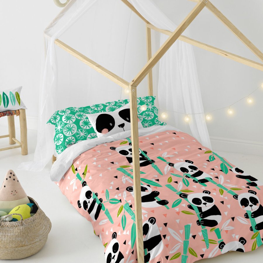 Dynebetrk st HappyFriday Moshi Moshi Panda Garden Pink Seng 105 2 Dele #26