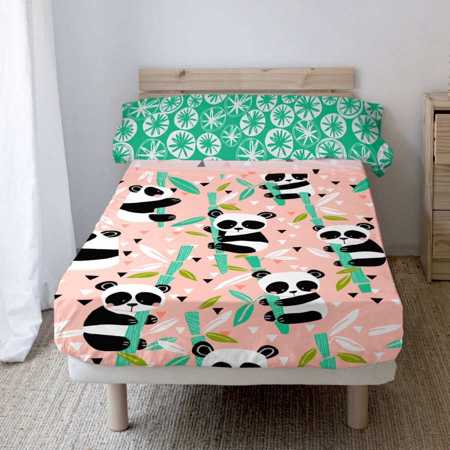 Sengetj st HappyFriday Moshi Moshi Panda garden Pink Seng 105 2 Dele #3