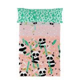 Sengetj st HappyFriday Moshi Moshi Panda garden Pink Seng 105 2 Dele #1