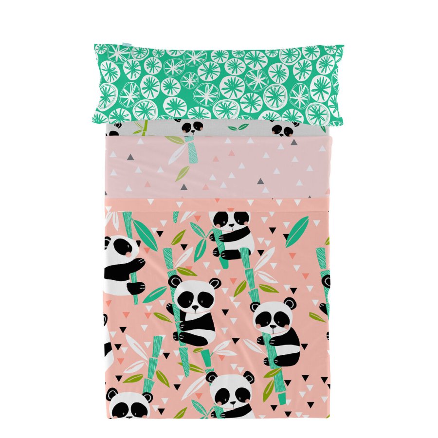 Sengetj st HappyFriday Moshi Moshi Panda garden Pink Seng 105 2 Dele #1