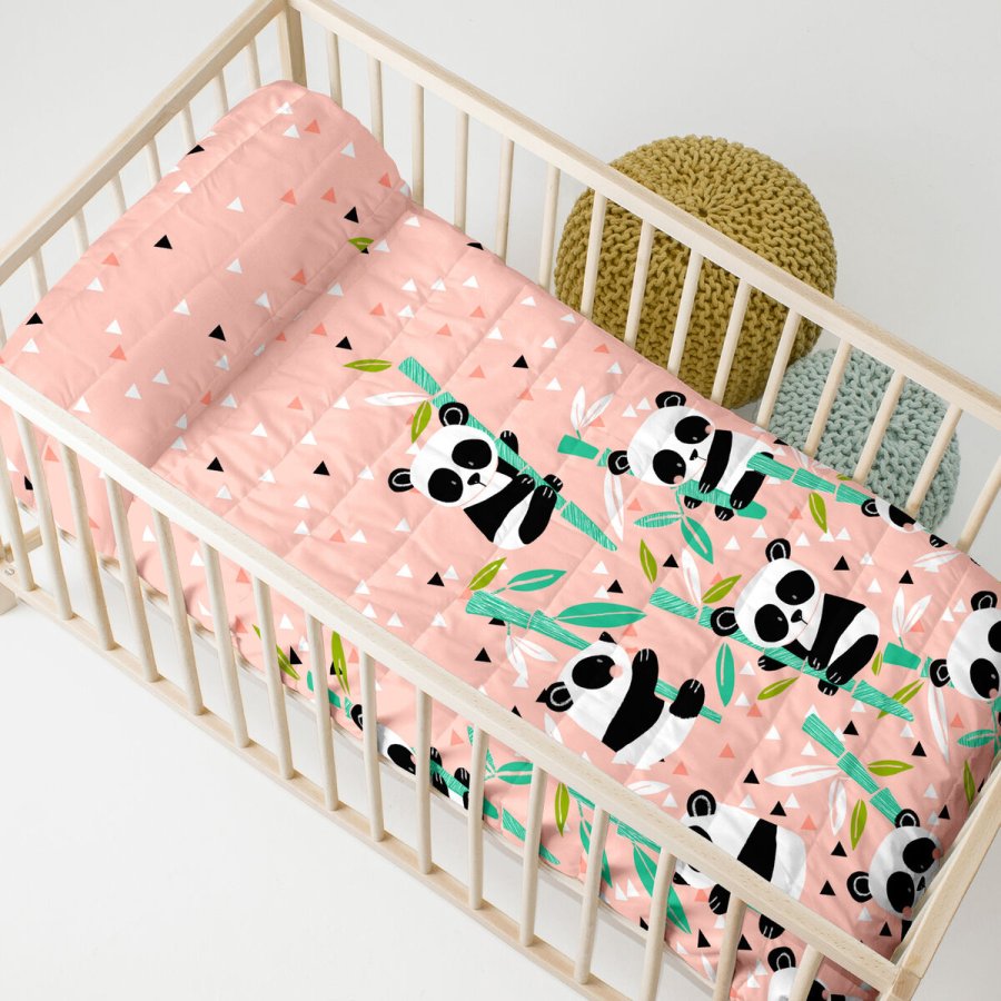 Sengetppe (vattppe) HappyFriday Moshi Moshi Pink 100 x 130 cm Pandabjrn #2