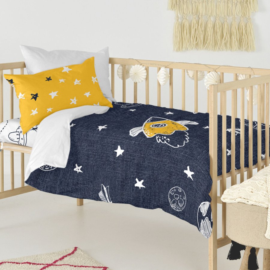 Dynebetrk st HappyFriday Mr Fox Starspace  Multifarvet Vugge til baby 2 Dele #11