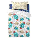 Dynebetrk st HappyFriday Mr Fox Space rocket Multifarvet Vugge til baby 2 Dele #1