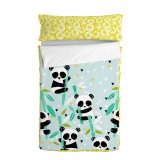 Dynebetrk uden fyld HappyFriday Moshi Moshi Panda garden blue Bl 90 x 200 cm #1
