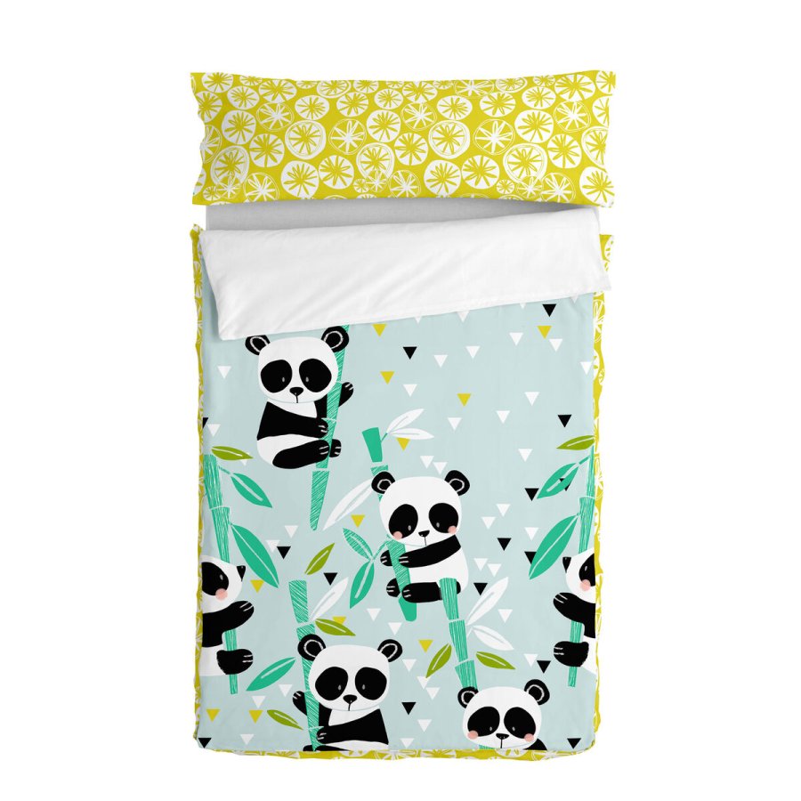 Dynebetrk uden fyld HappyFriday Moshi Moshi Panda garden blue Bl 90 x 200 cm #1