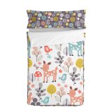 Dynebetrk uden fyld HappyFriday Moshi Moshi Woodland Multifarvet 105 x 200 cm #1