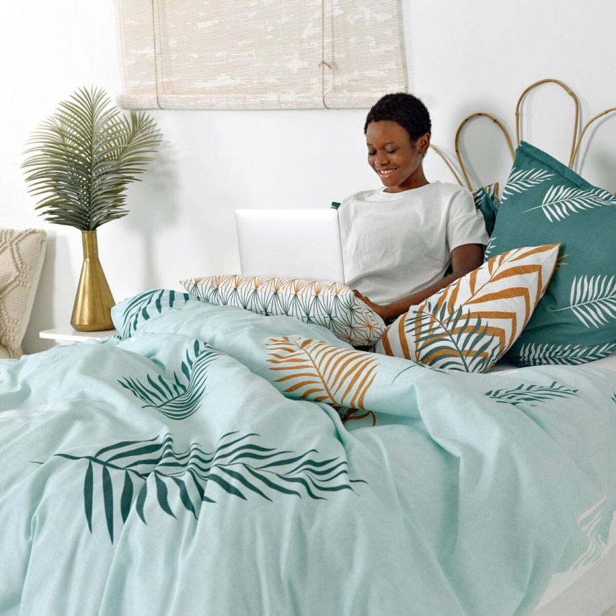 Nordisk cover HappyFriday Blanc Foliage Mint Multifarvet 220 x 220 cm #3