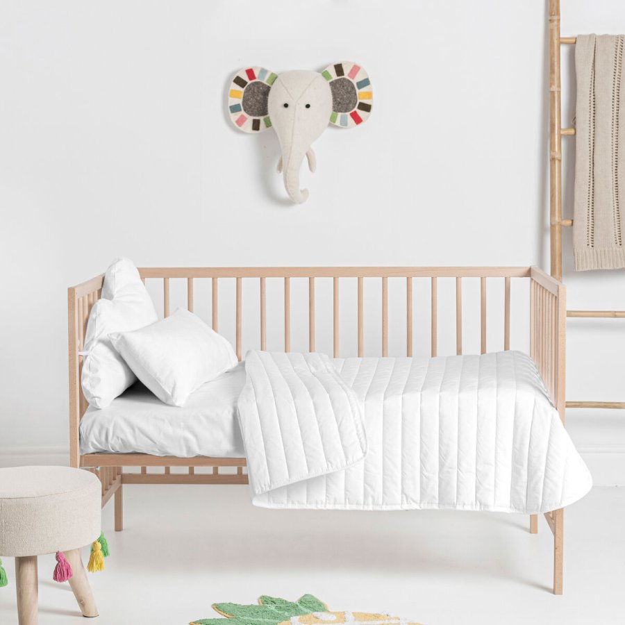 Sengetppe (vattppe) HappyFriday Basic Kids Dash Hvid 100 x 130 cm #2