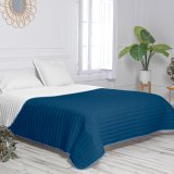 Sengetppe med to sider HappyFriday Basic Dash Hvid Marinebl 180 x 260 cm #11