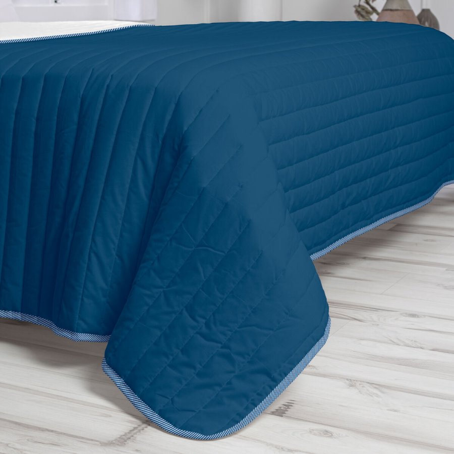 Sengetppe med to sider HappyFriday Basic Dash Hvid Marinebl 180 x 260 cm #21
