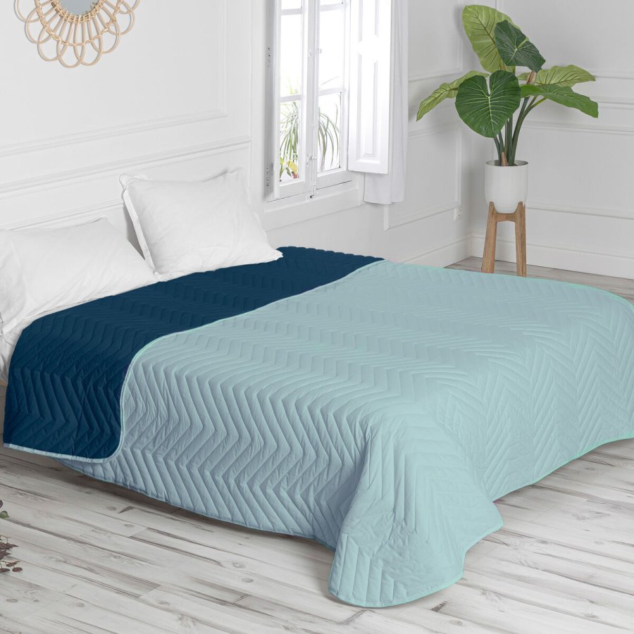 Sengetppe med to sider HappyFriday Basic Arista Marinebl Mint 270 x 260 cm #6