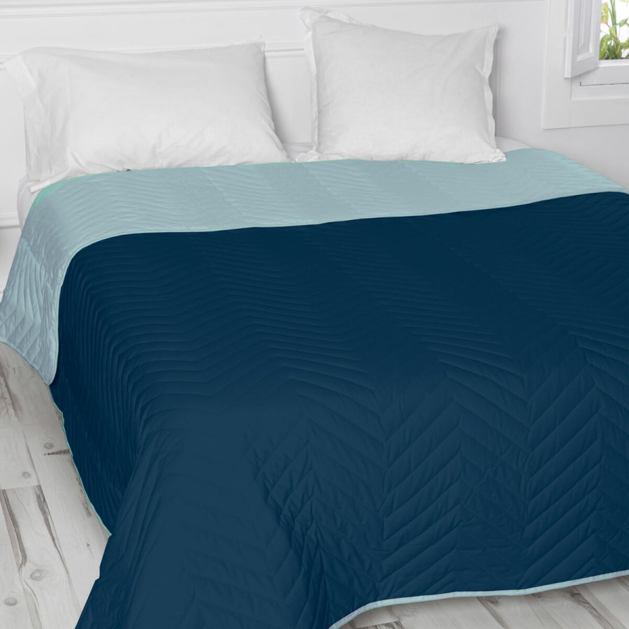Sengetppe med to sider HappyFriday Basic Arista Marinebl Mint 270 x 260 cm #21