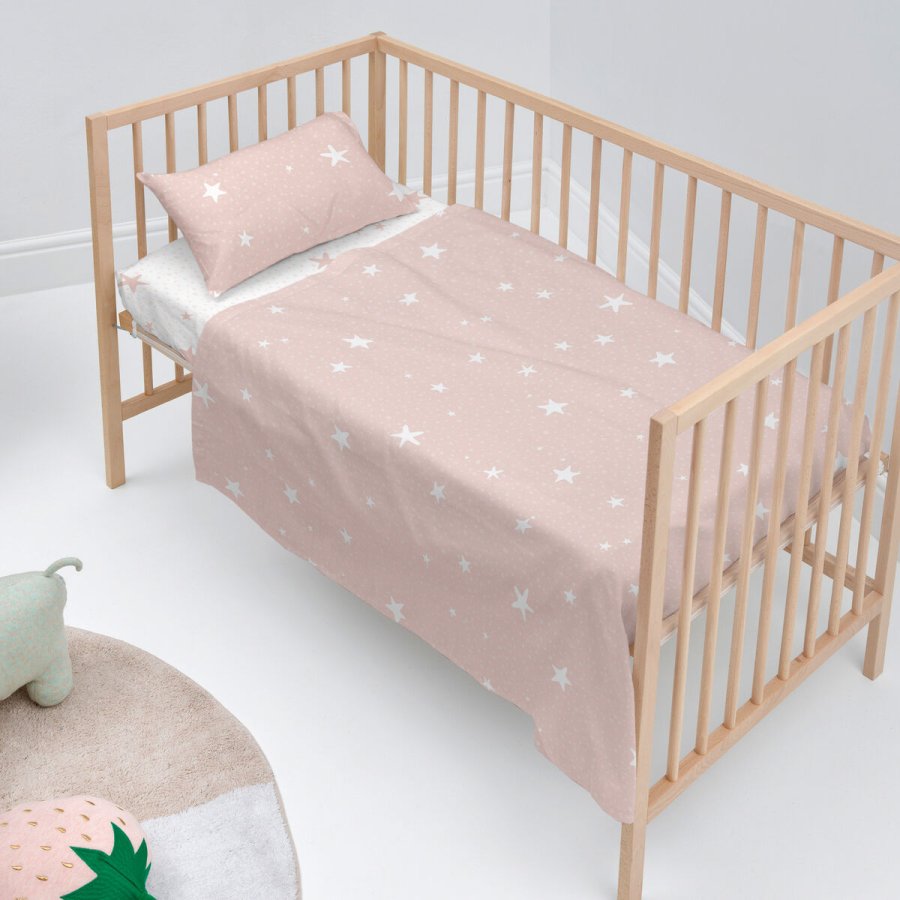 Sengetj st HappyFriday Basic Kids Little star Pink Vugge til baby 2 Dele #2