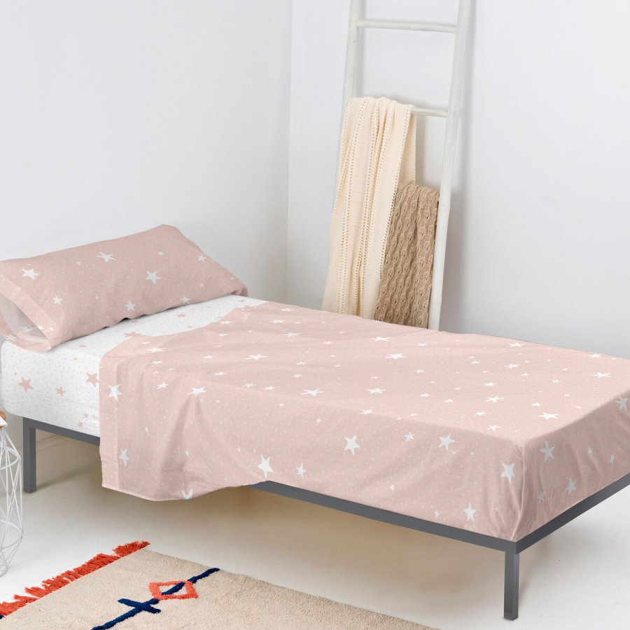 Sengetj st HappyFriday Basic Kids Little star Pink 2 Dele #1