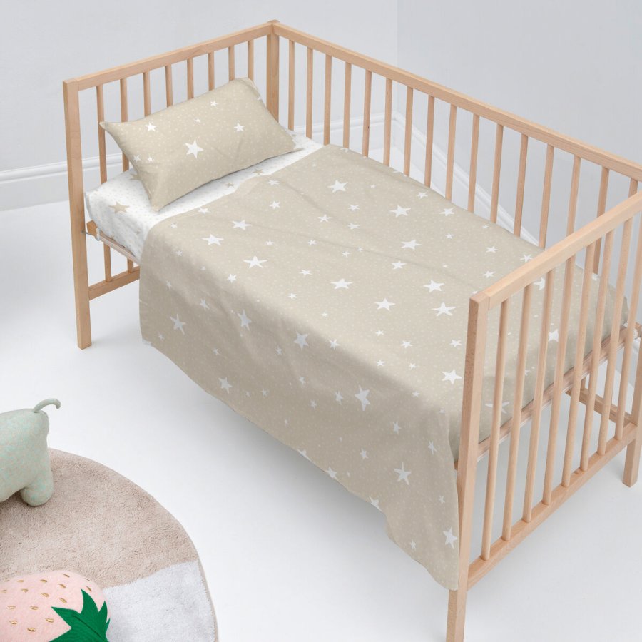 Sengetj st HappyFriday Basic Kids Little star Beige Vugge til baby 2 Dele #2