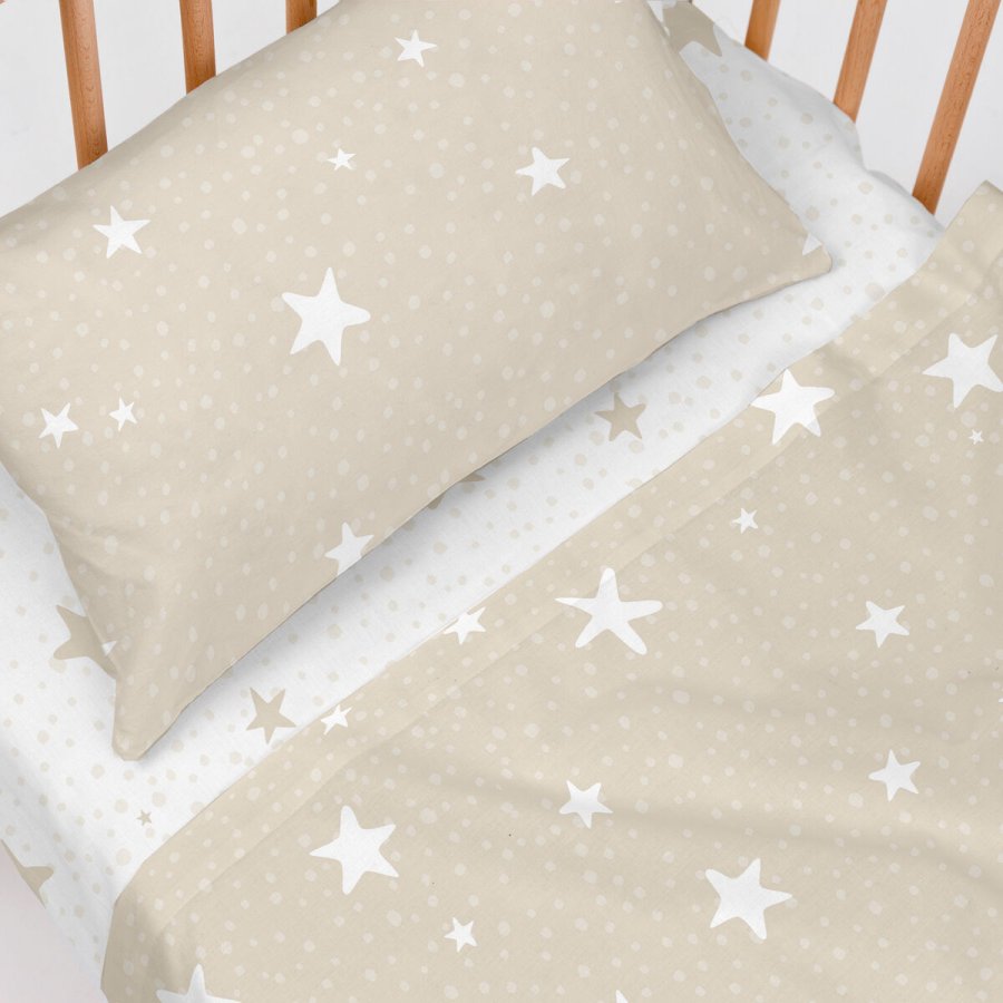 Sengetj st HappyFriday Basic Kids Little star Beige Vugge til baby 2 Dele #3