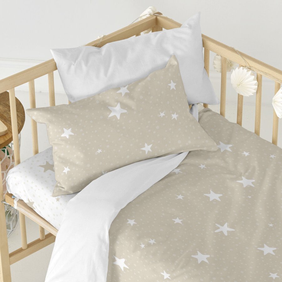 bundplastik HappyFriday BASIC KIDS Hvid Beige 70 x 140 x 14 cm Stjerner #3