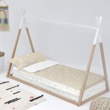 Vatteret sengetj med lynls HappyFriday Basic Little Star Beige 105 x 200 cm #2