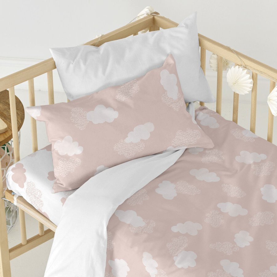 bundplastik HappyFriday BASIC KIDS Hvid Pink 70 x 140 x 14 cm Skyer #3