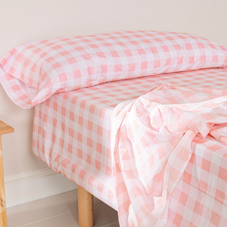 Sengetj st HappyFriday Basic Kids Vichy Pink Seng 105 180 x 270 cm 2 Dele #2