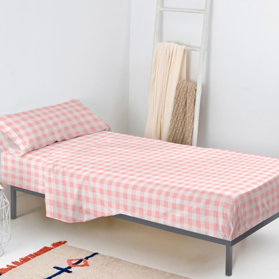 Sengetj st HappyFriday Basic Kids Vichy Pink Seng 105 180 x 270 cm 2 Dele #3