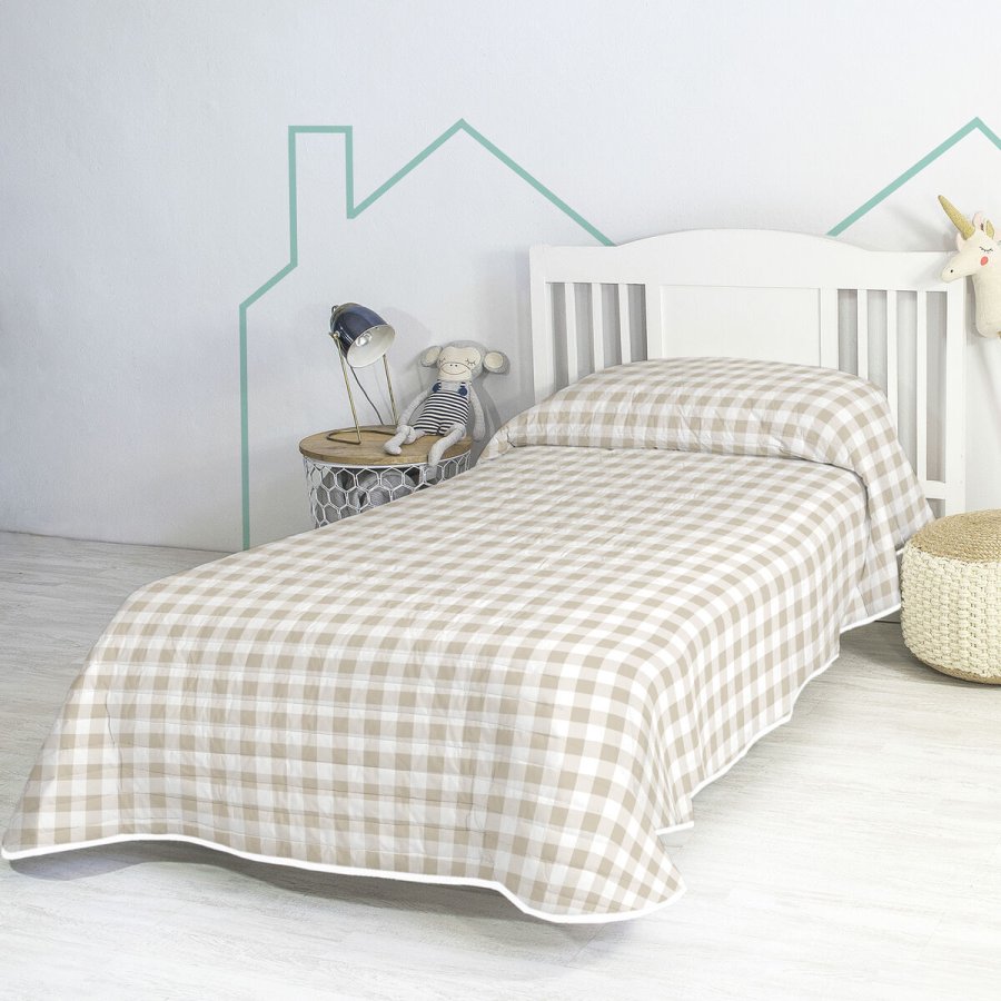 Sengetppe (vattppe) HappyFriday Basic Vichy Beige 180 x 260 cm #2