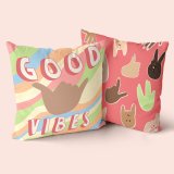 Pudebetrk HappyFriday Aware Good vibes  Multifarvet 50 x 50 cm 2 Dele #3