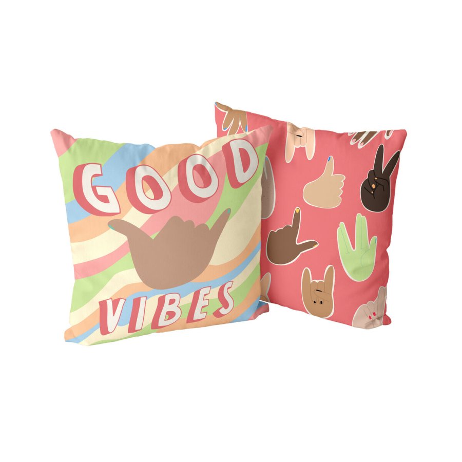 Pudebetrk HappyFriday Aware Good vibes  Multifarvet 50 x 50 cm 2 Dele #1