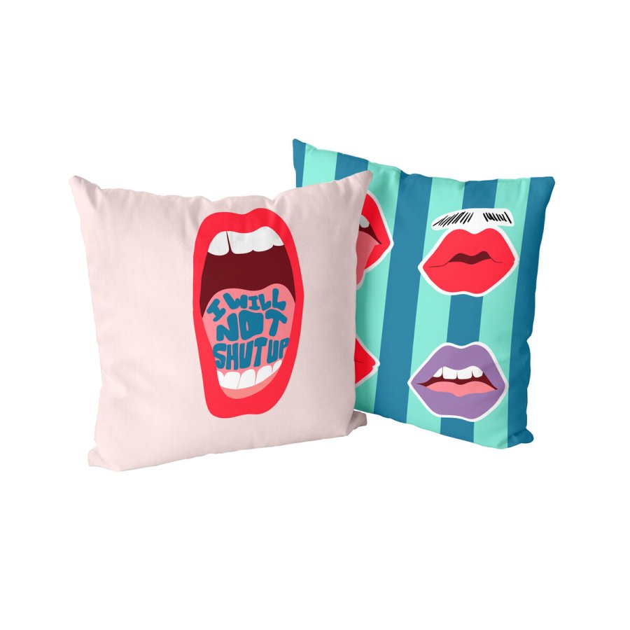 Pudebetrk HappyFriday Aware Lips Multifarvet 50 x 50 cm 2 Dele #1