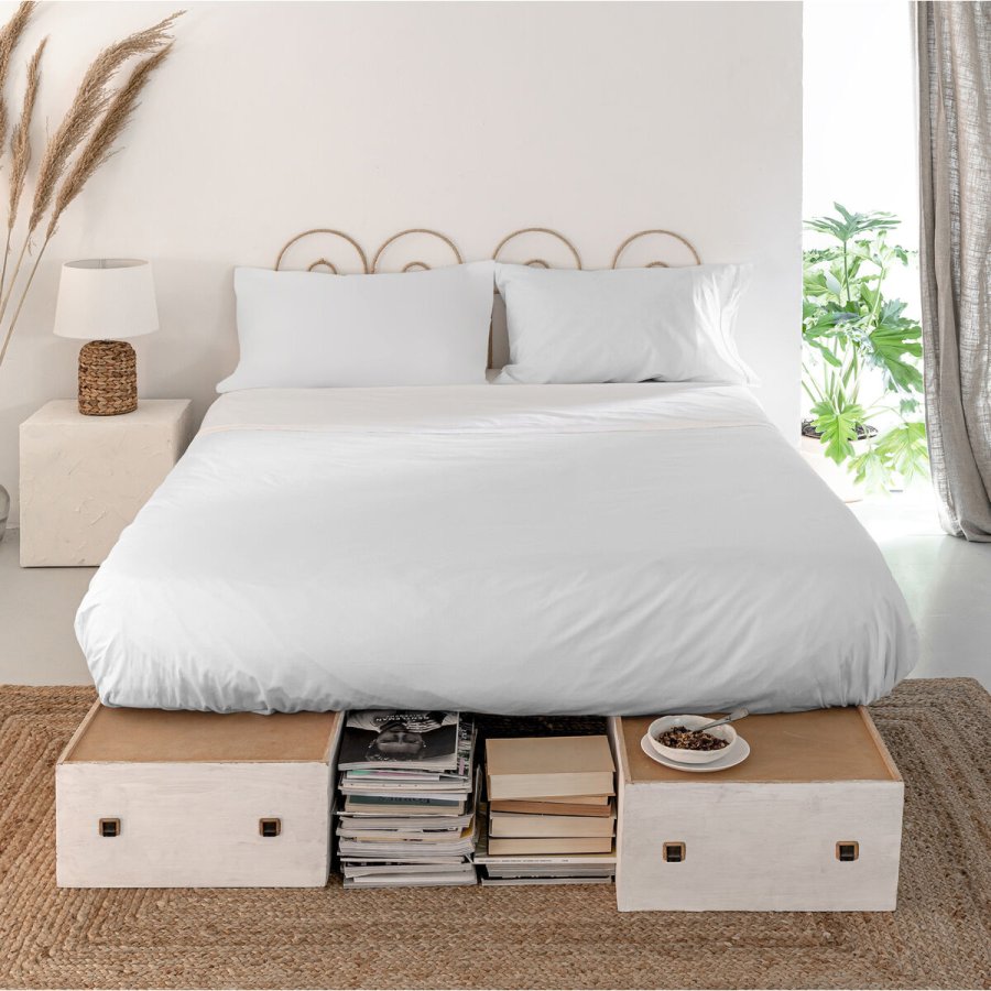 Toplagen HappyFriday Basic Hvid 160 x 270 cm #4