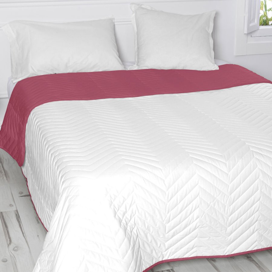 Sengetppe med to sider HappyFriday Basic Arista Hvid Magenta 270 x 260 cm #31