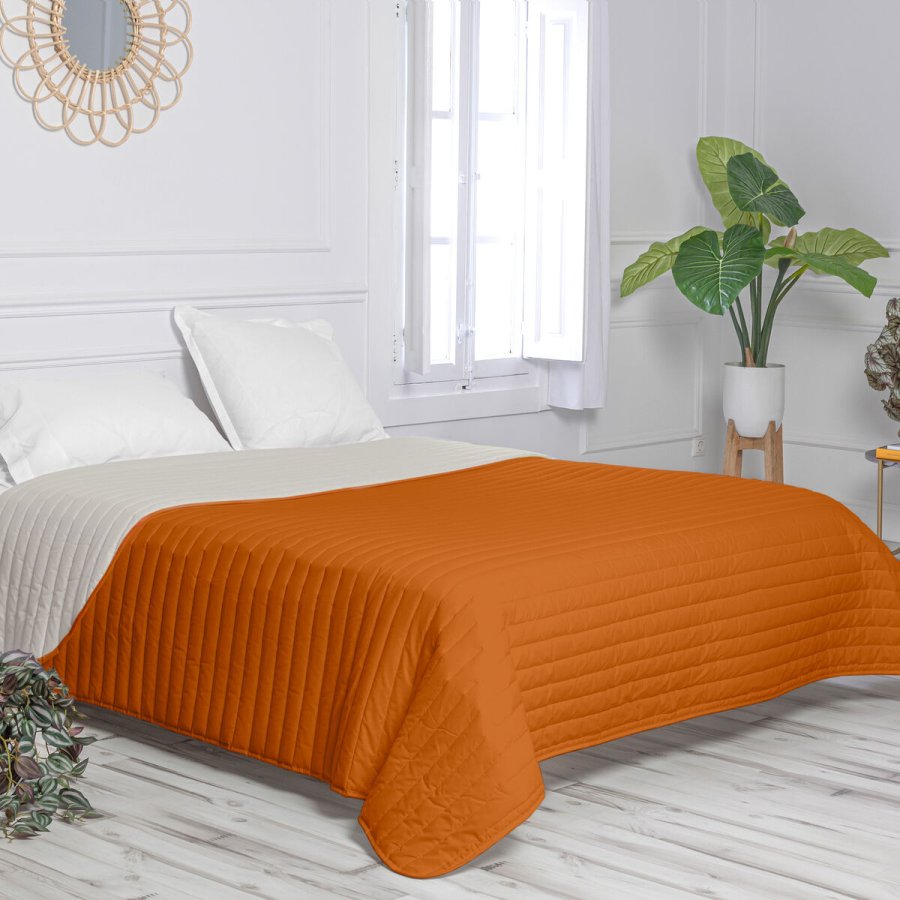 Sengetppe med to sider HappyFriday Basic Dash Orange 270 x 260 cm #11
