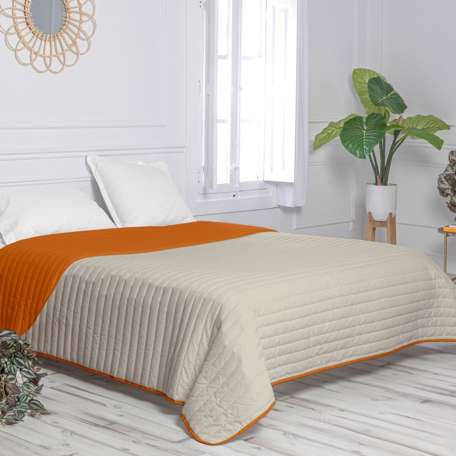 Sengetppe med to sider HappyFriday Basic Dash Orange 270 x 260 cm #26