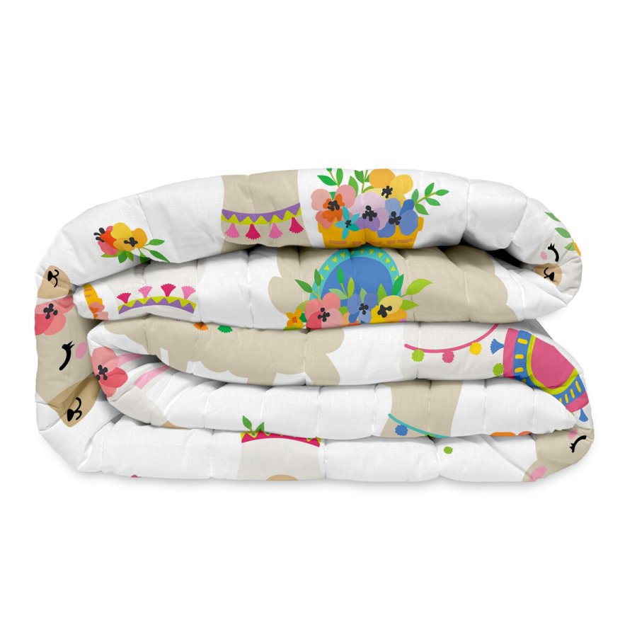Sengetppe (vattppe) HappyFriday Moshi Moshi Multifarvet 100 x 130 cm Lama #1
