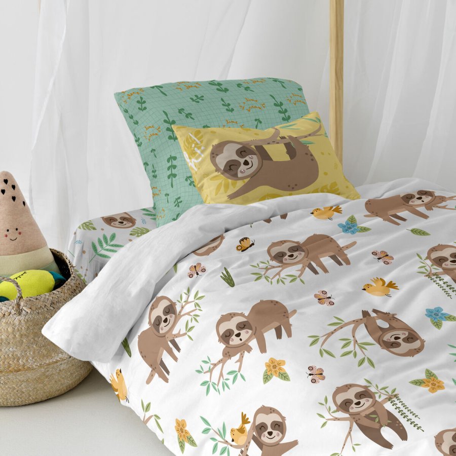 Dynebetrk st HappyFriday Moshi Moshi Happy Sloth Multifarvet Seng 80 2 Dele #11