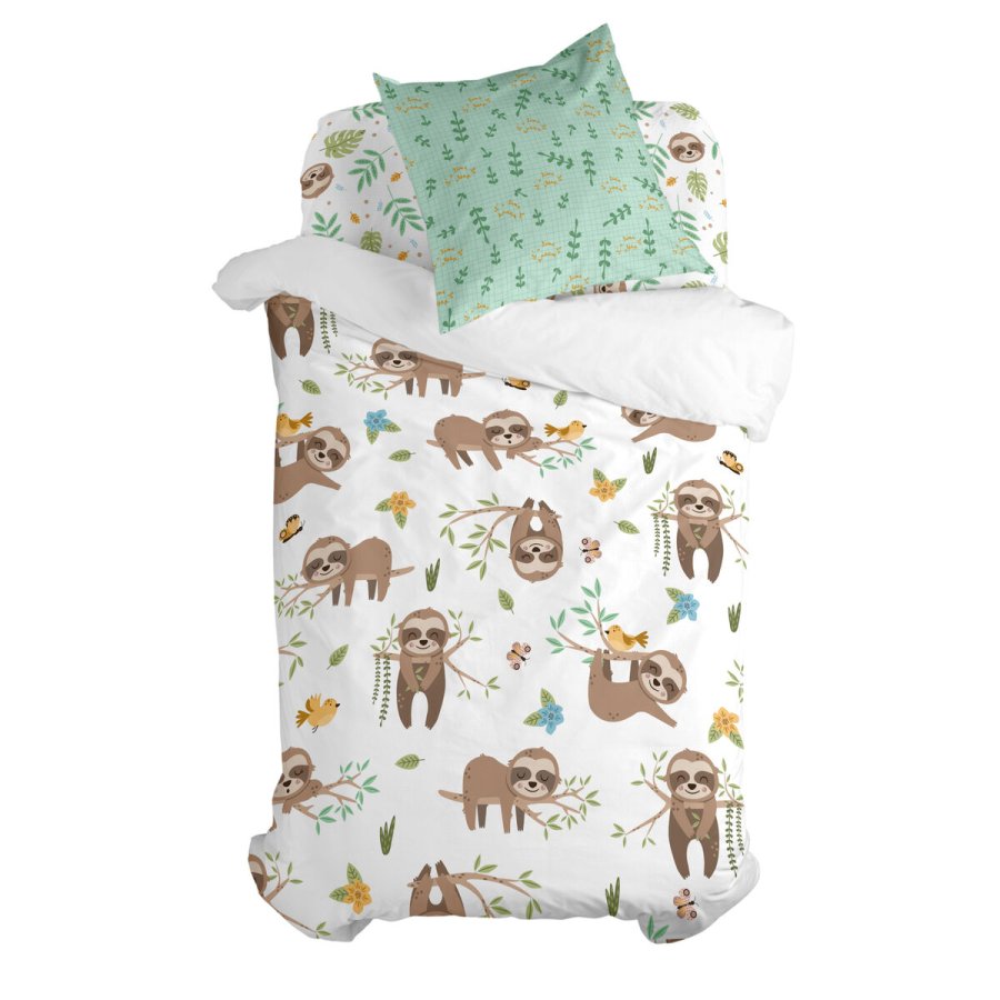 Dynebetrk st HappyFriday Moshi Moshi Happy Sloth Multifarvet Seng 80 2 Dele #1