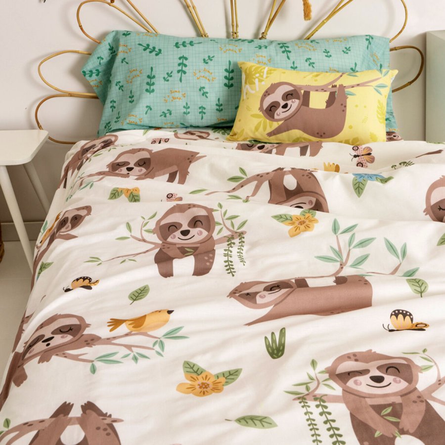 Dynebetrk st HappyFriday Moshi Moshi Happy Sloth Multifarvet Seng 80/90 2 Dele #11