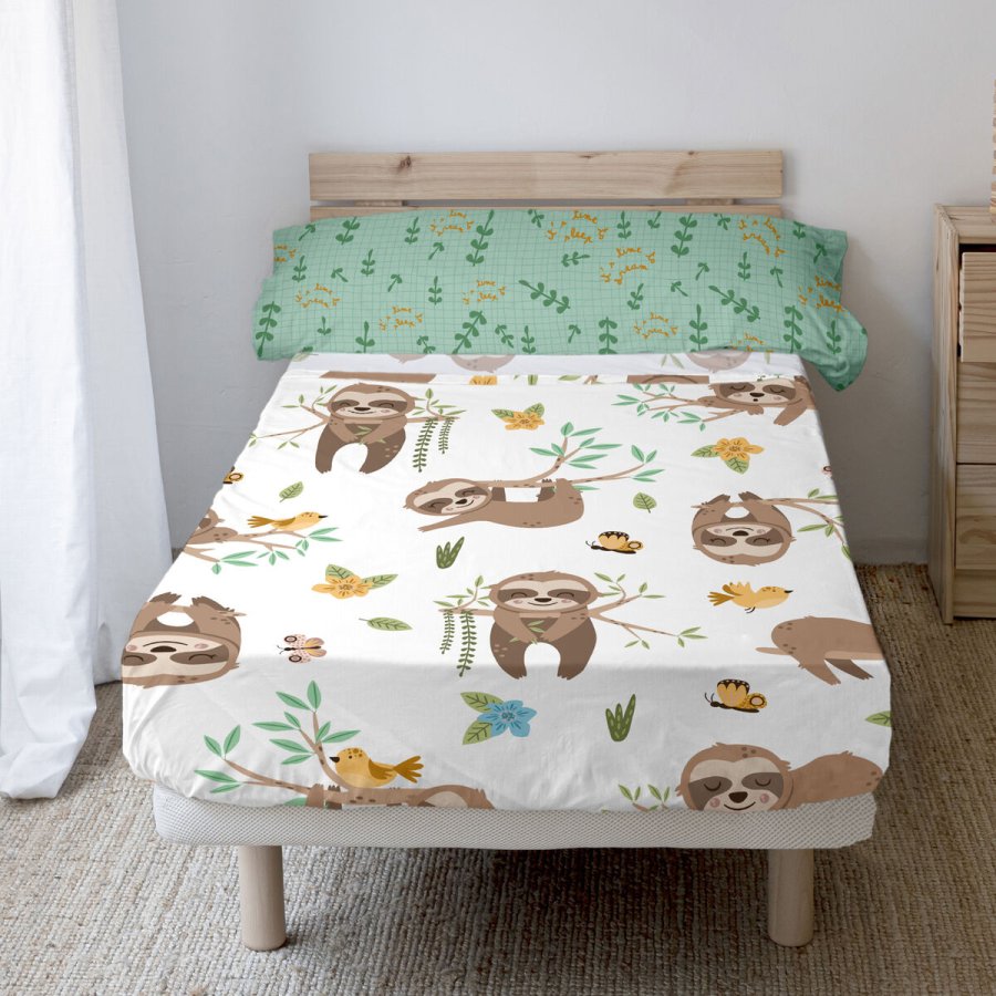 Sengetj st HappyFriday Moshi Moshi Happy sloth Multifarvet Seng 105 2 Dele #2