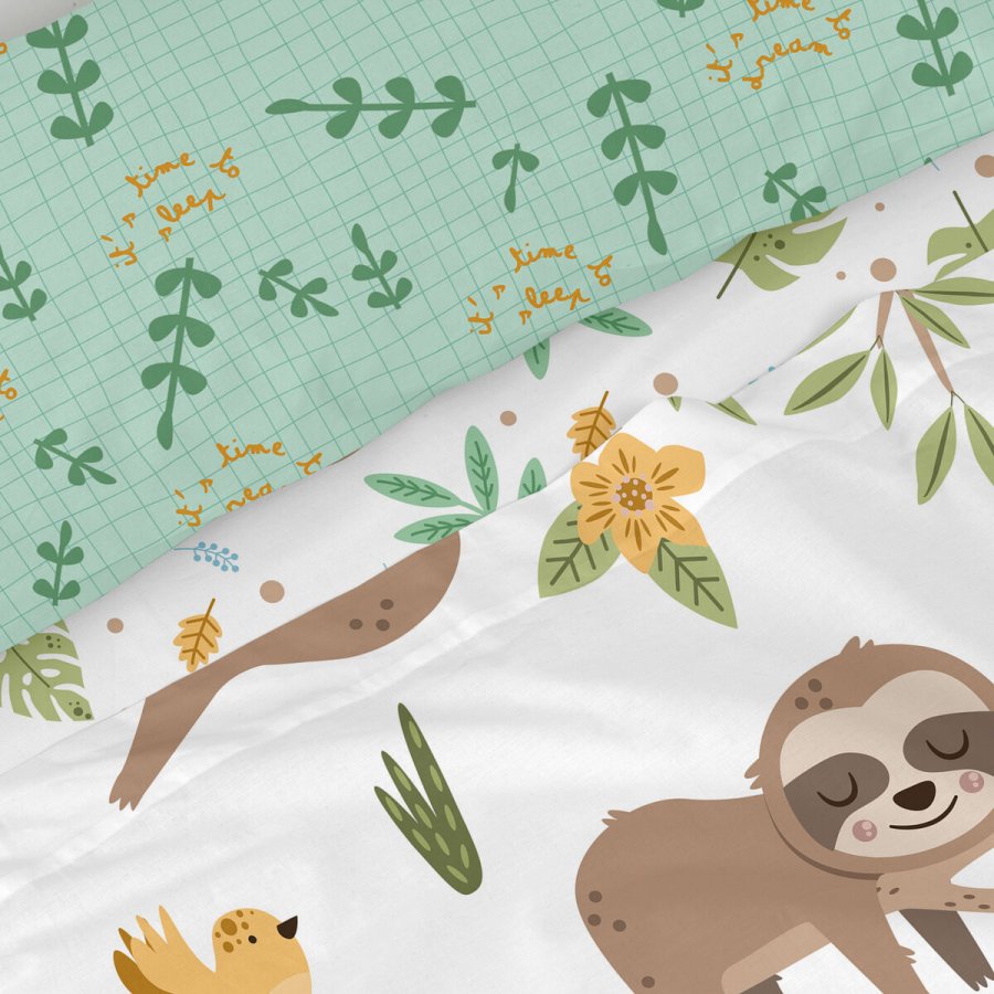 Sengetj st HappyFriday Moshi Moshi Happy sloth Multifarvet Seng 105 2 Dele #4