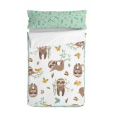 Vatteret sengetj med lynls HappyFriday Moshi Moshi Happy Sloth Multifarvet 105 x 200 cm #1