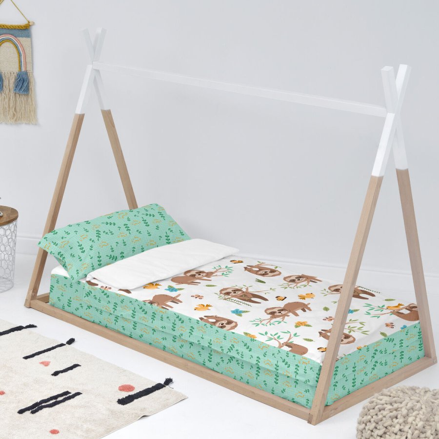 Dynebetrk uden fyld HappyFriday Moshi Moshi Happy sloth Multifarvet 90 x 200 cm #2