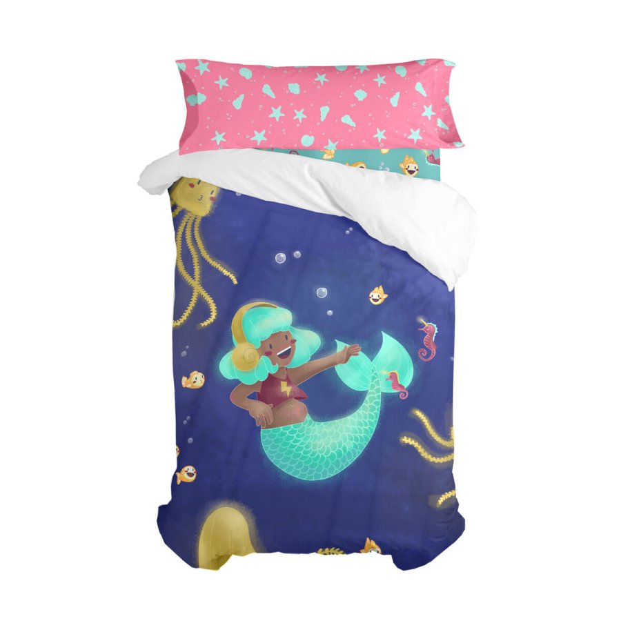 Dynebetrk st HappyFriday Mr Fox Happy mermaid Multifarvet Seng 105 2 Dele #1