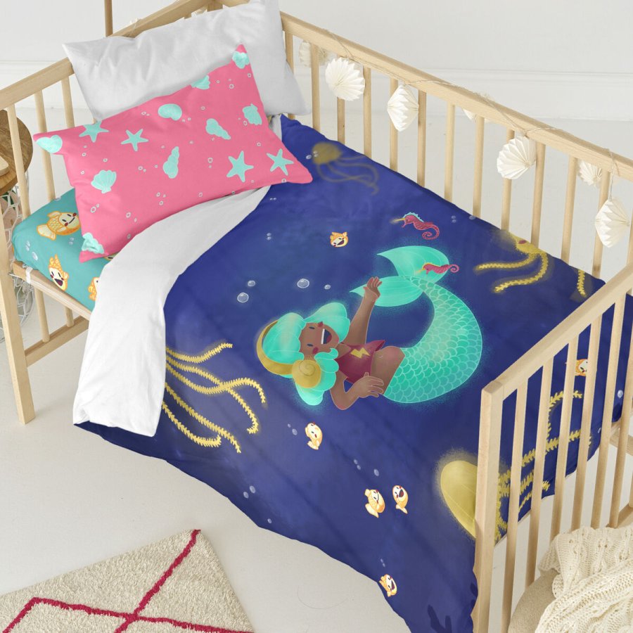 Dynebetrk st HappyFriday Mr Fox Happy mermaid Multifarvet Vugge til baby 2 Dele #6