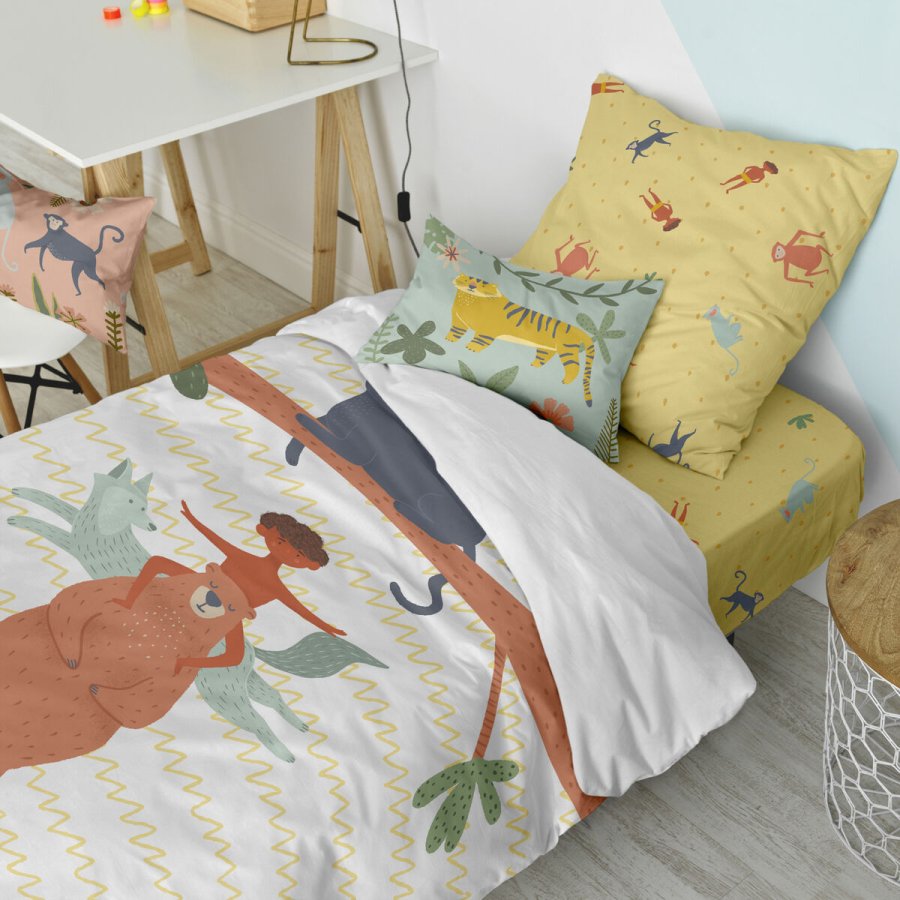 Dynebetrk st HappyFriday Mr Fox Jungle life  Multifarvet Seng 80 2 Dele #6