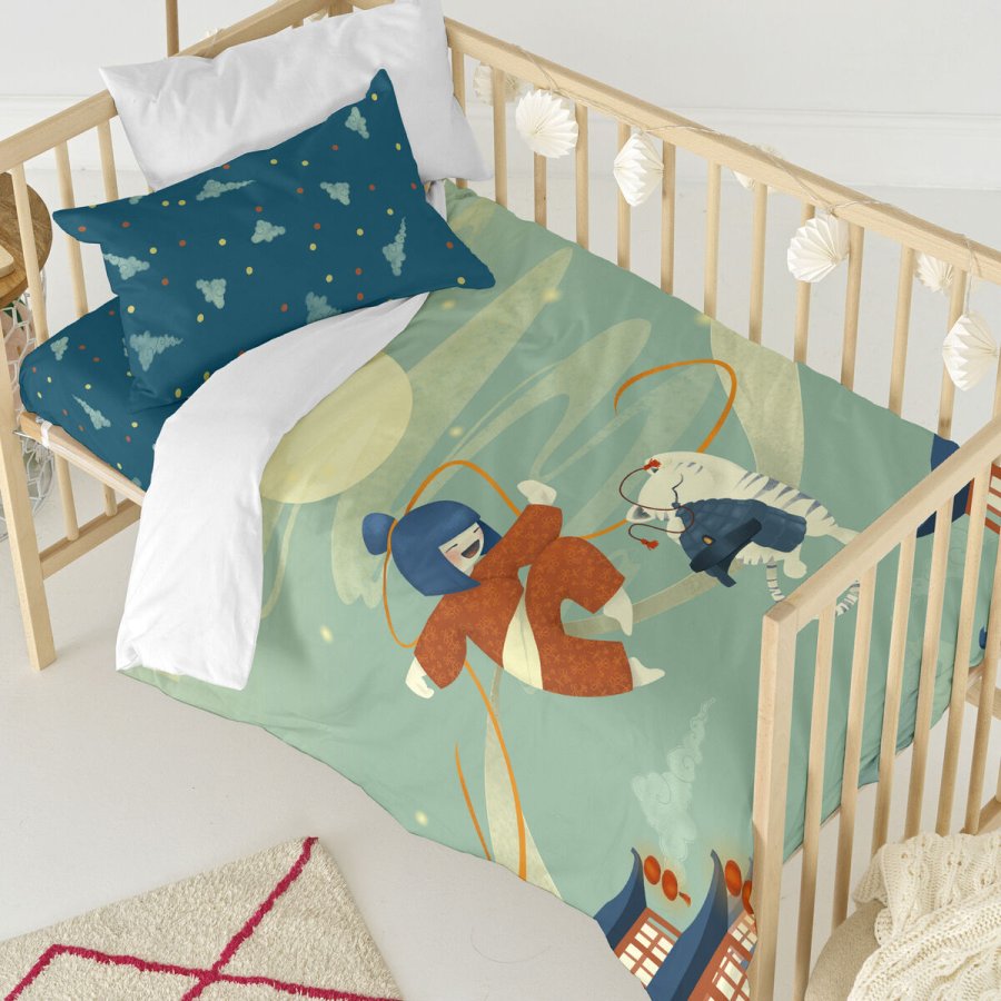 Dynebetrk st HappyFriday Mr Fox The warrior Multifarvet Vugge til baby 2 Dele #6