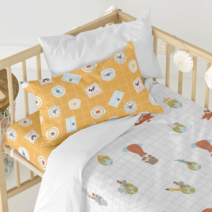 Dynebetrk st HappyFriday Mr Fox World trip Multifarvet Vugge til baby 2 Dele #11