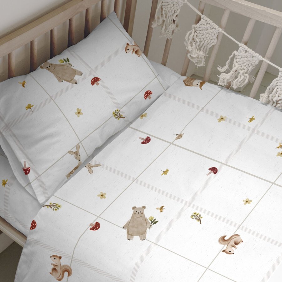 Dynebetrk st HappyFriday Mini Woods animals Multifarvet Vugge til baby 2 Dele #1