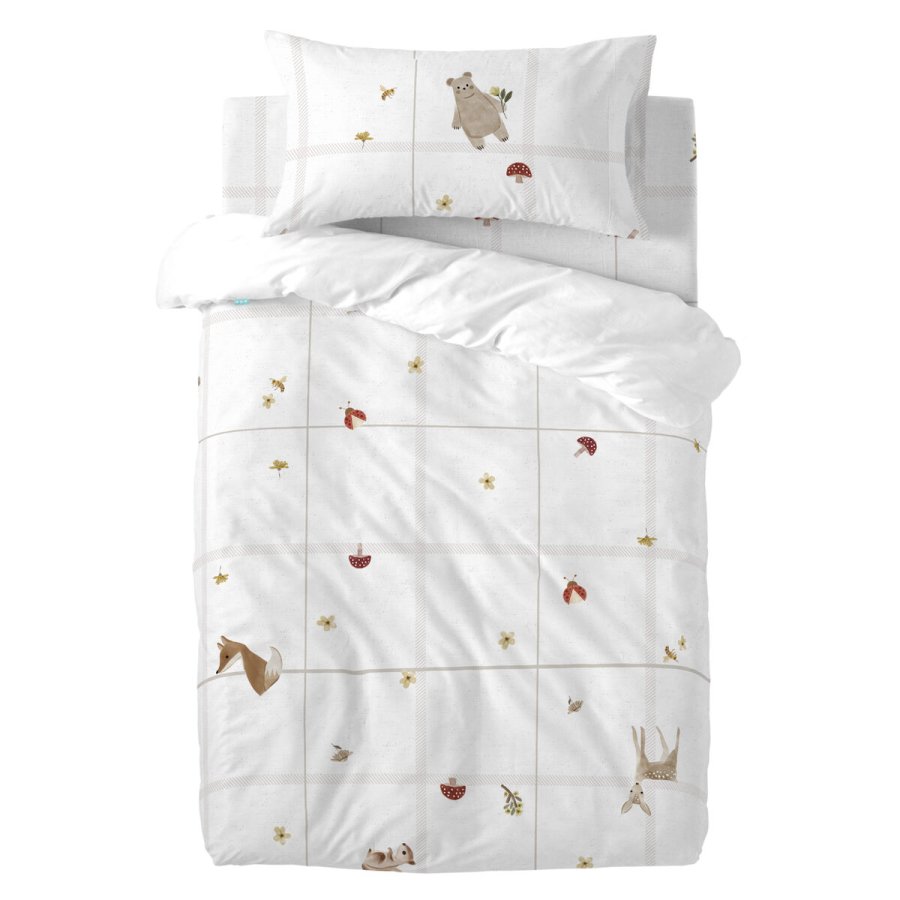 Dynebetrk st HappyFriday Mini Woods animals Multifarvet Vugge til baby 2 Dele #1