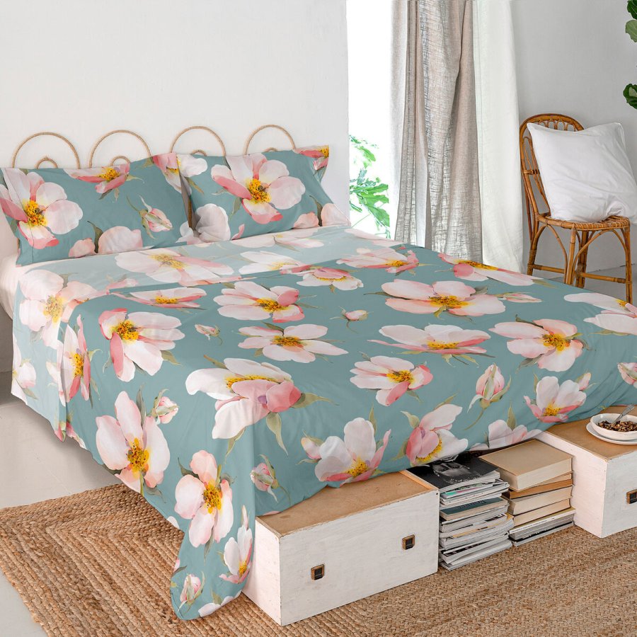 Toplagen HappyFriday Spring blossom Multifarvet 180 x 270 cm #1